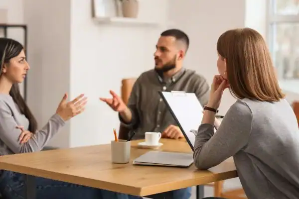Image of couple access free mediation using family mediation voucher scheme New Milton