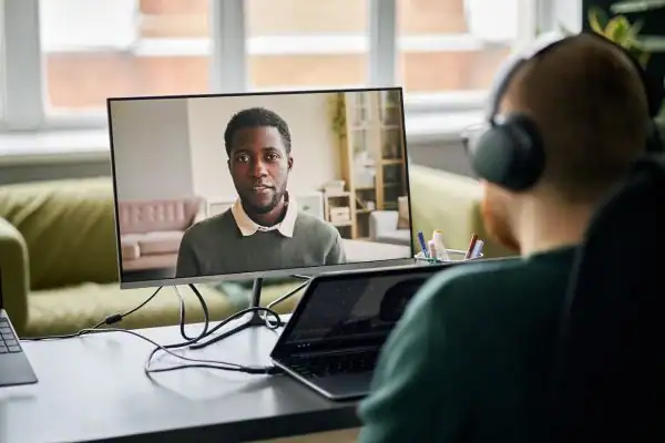 Man attending online mediation New Milton MIAMS session